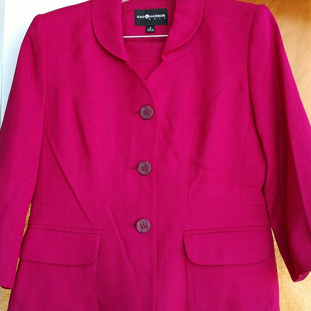Vintage Sag Harbor Suit Fushia 2 pc Skirt/Jacket Sz 8